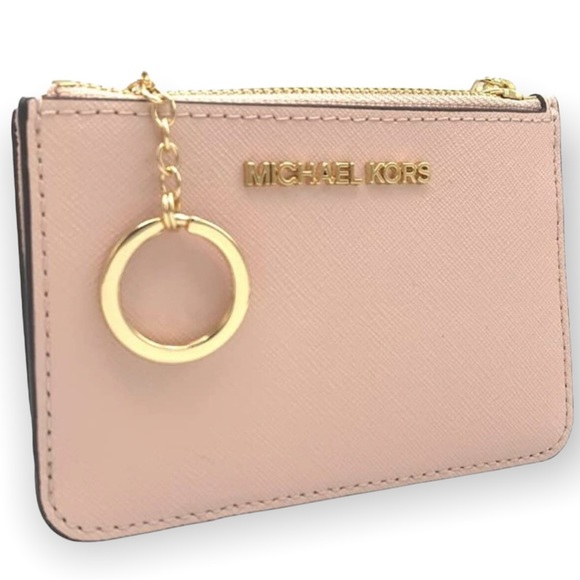 Michael Kors Jet Set Travel Small Leather Top Zip Coin Pouch With ID